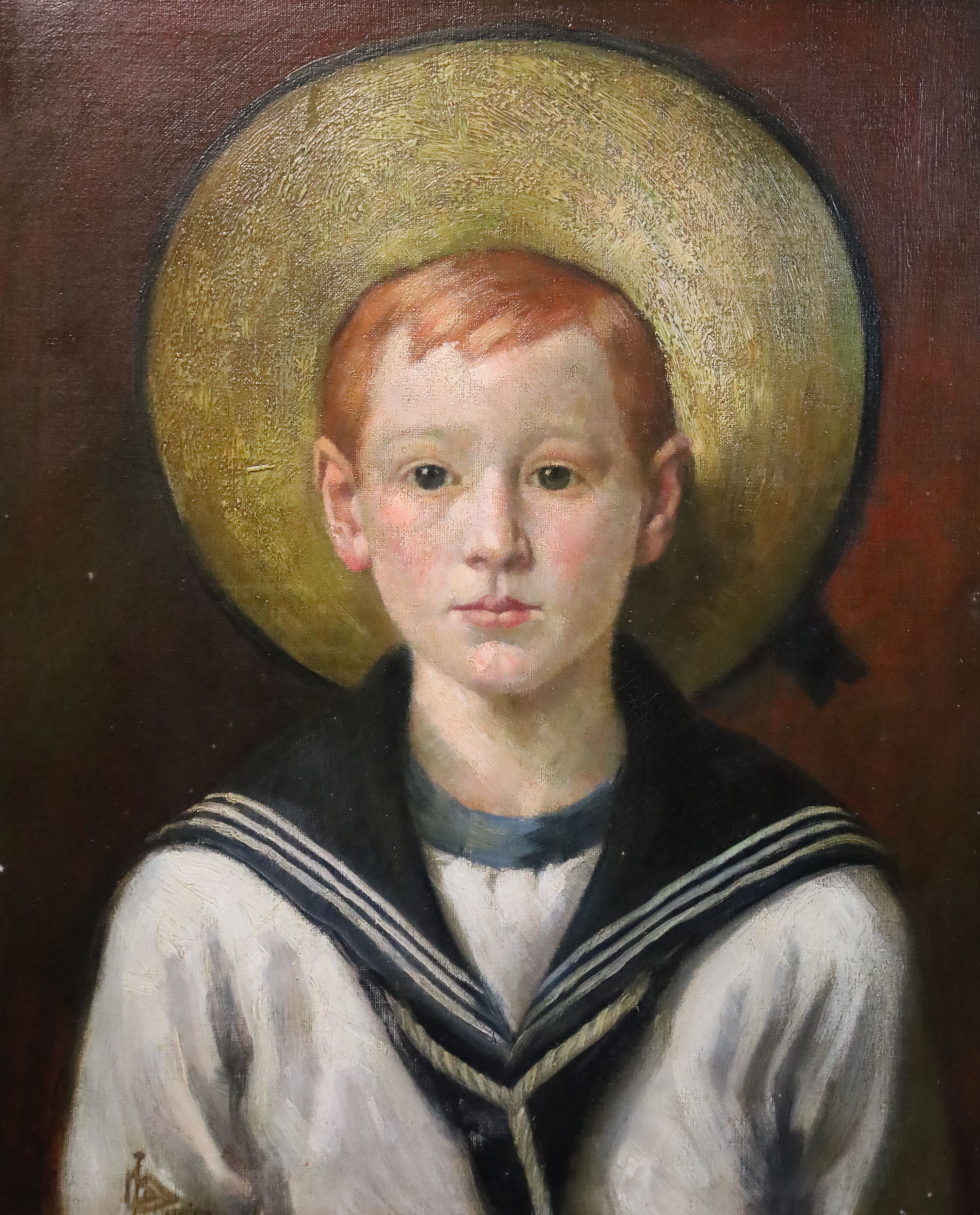 J. Davies c.1900 Portrait of a boy sailor 21.5 x 17.5in.